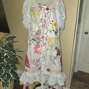 Floral Patchwork Dress with Lace Details